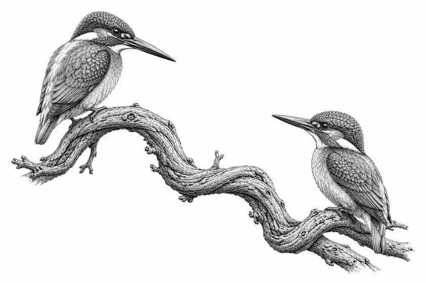 Fine-Line Kingfisher Pair