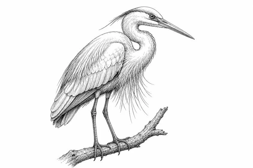 Fine-Line New Zealand White Heron