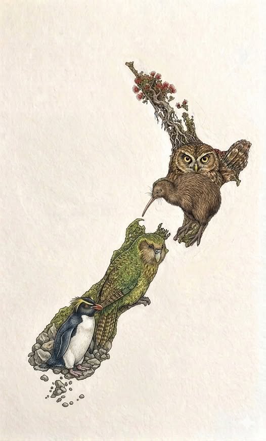 New Zealand Native Wildlife Map
