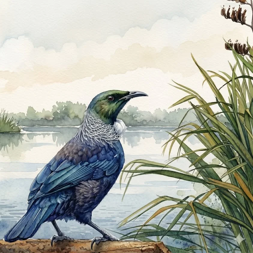 Tūī Beside the Wetland