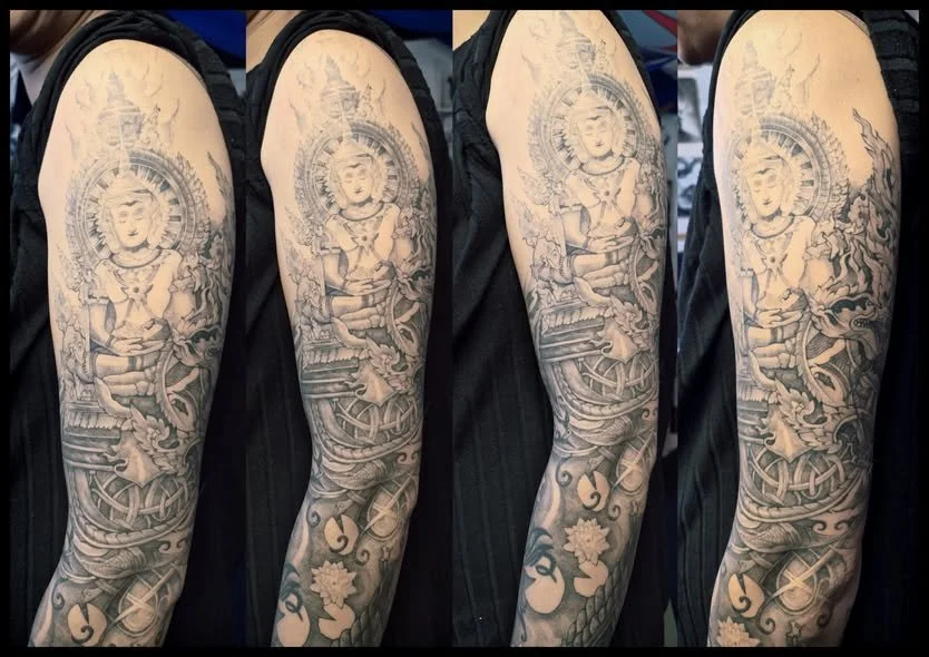 Female Portrait Sleeve Tattoo