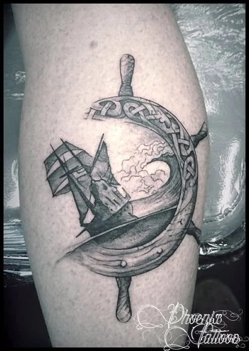 Planet and Mountain Tattoo