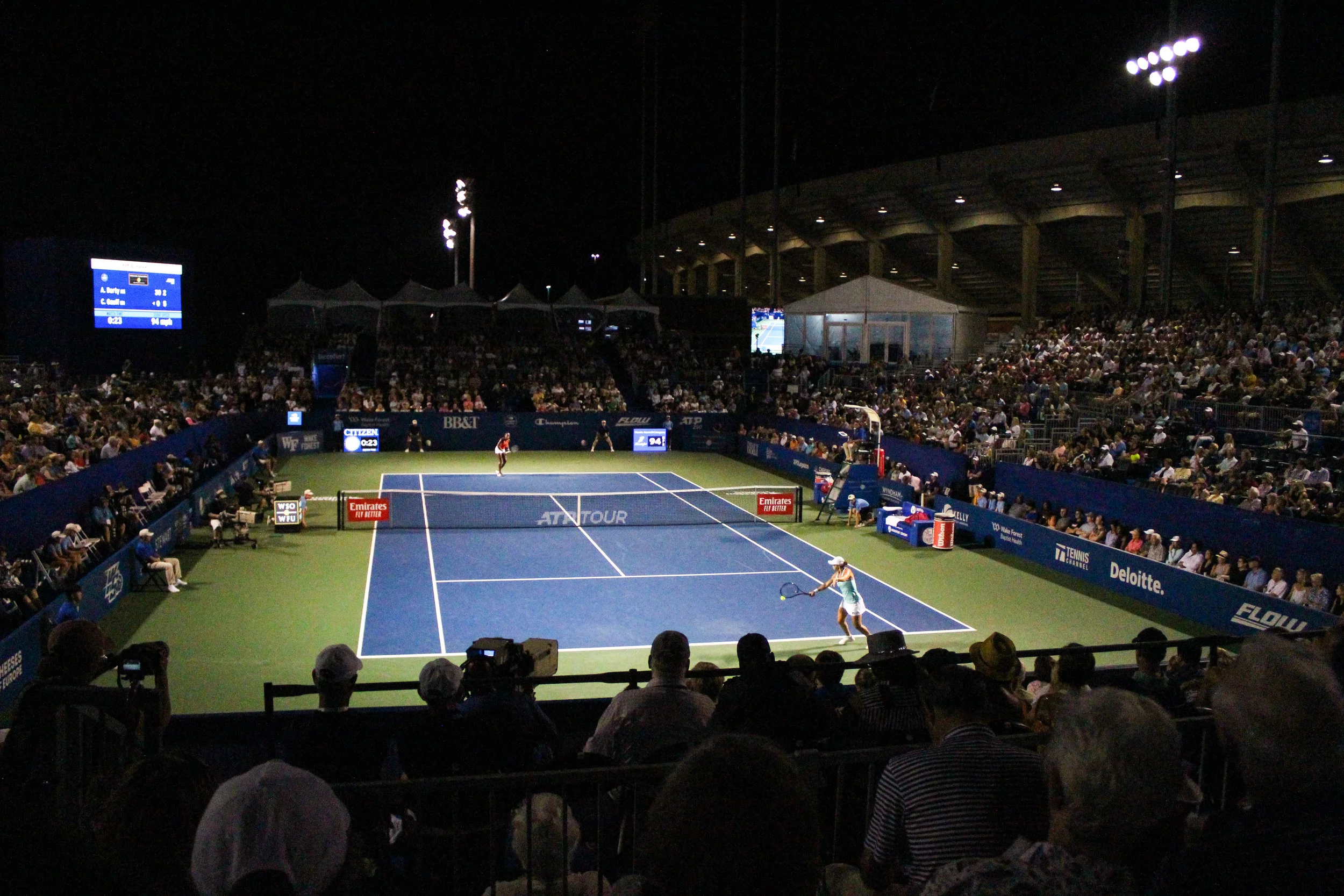 Photo of Ashleigh Barty and Coco Gauff Exhibition at 2019 Winston-Salem Open