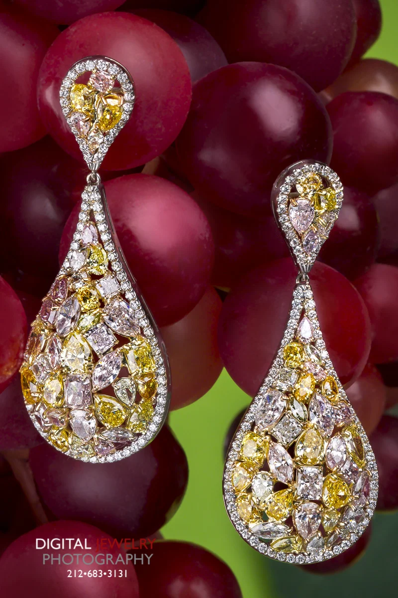 Mixed Cut Color Diamond Earrings Lifestlye.jpg