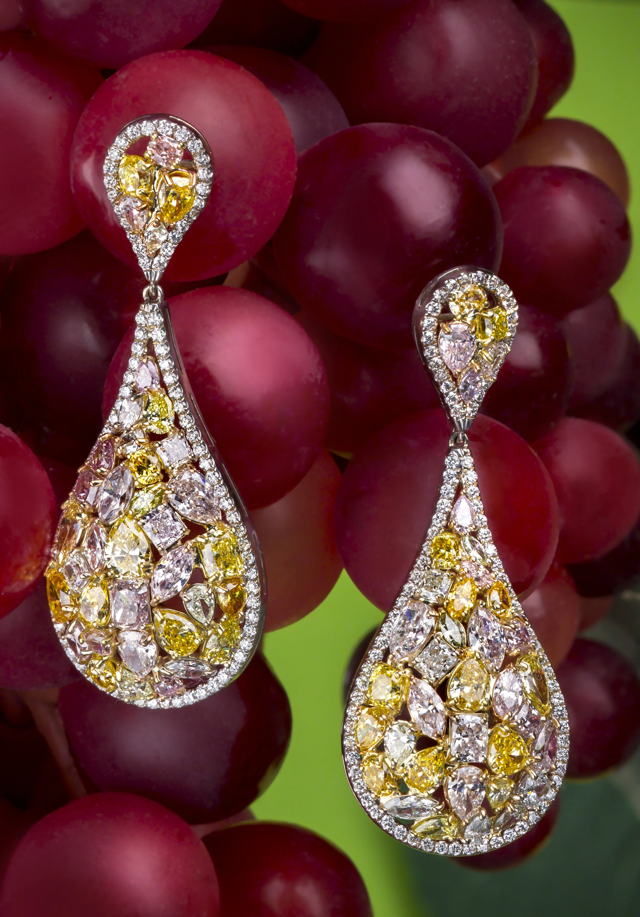 Mixed Cut Color Diamond Earrings Lifestlye.jpg