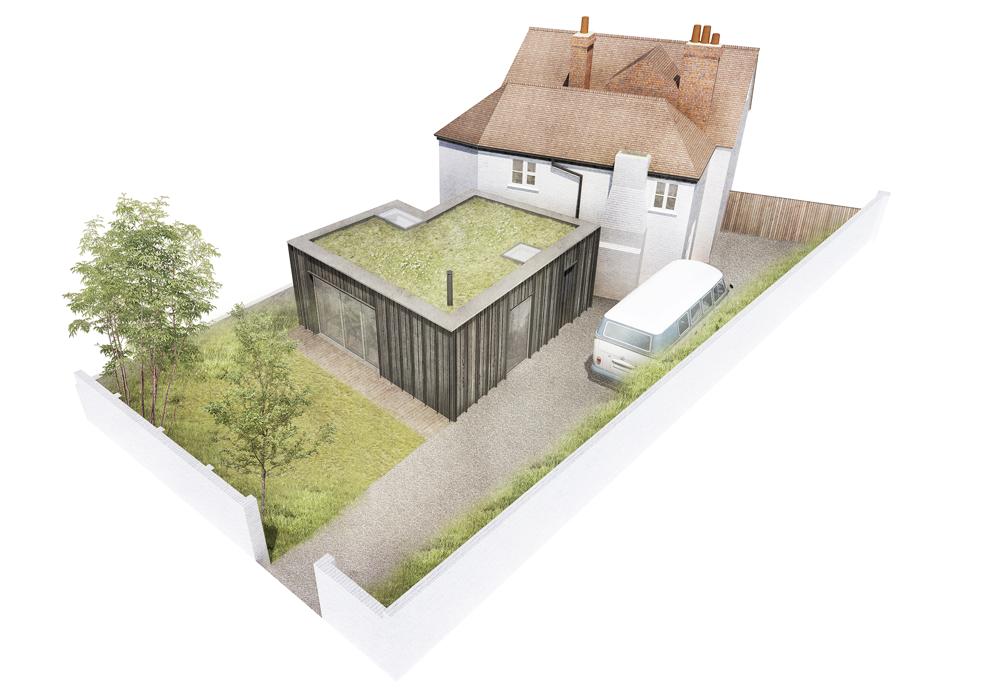 Concept of contemporary architecture extension exterior, Twyford, Hampshire