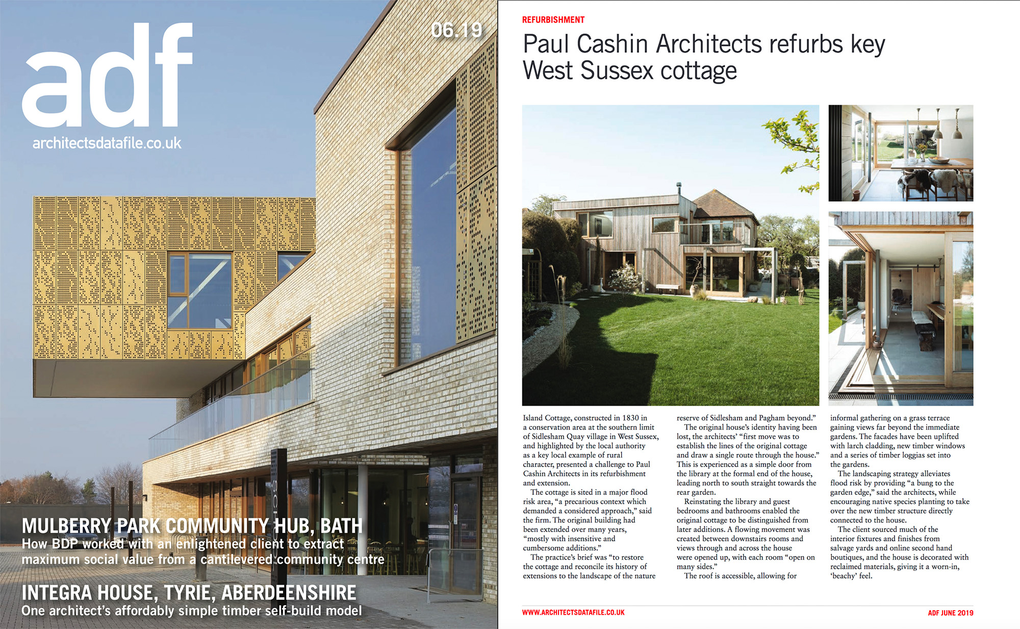 06.19 Island Cottage featured in Architects Data File magazine p.26