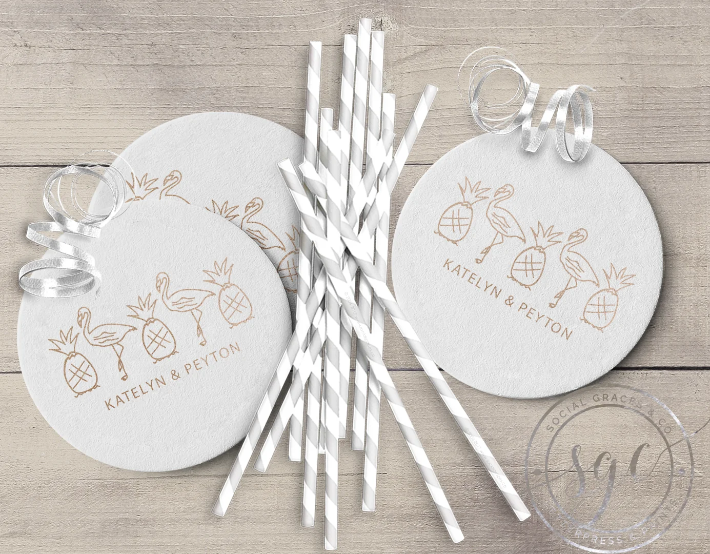 Coasters- Pineapple Flamingo