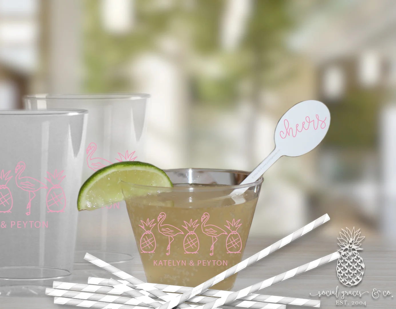 Disposable Cups - Pineapple Flamingo Party