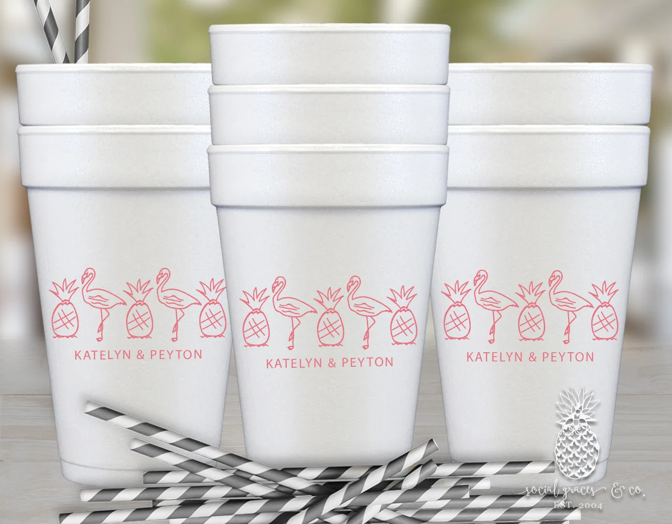 Styrofoam Cups - Pineapple Flamingo
