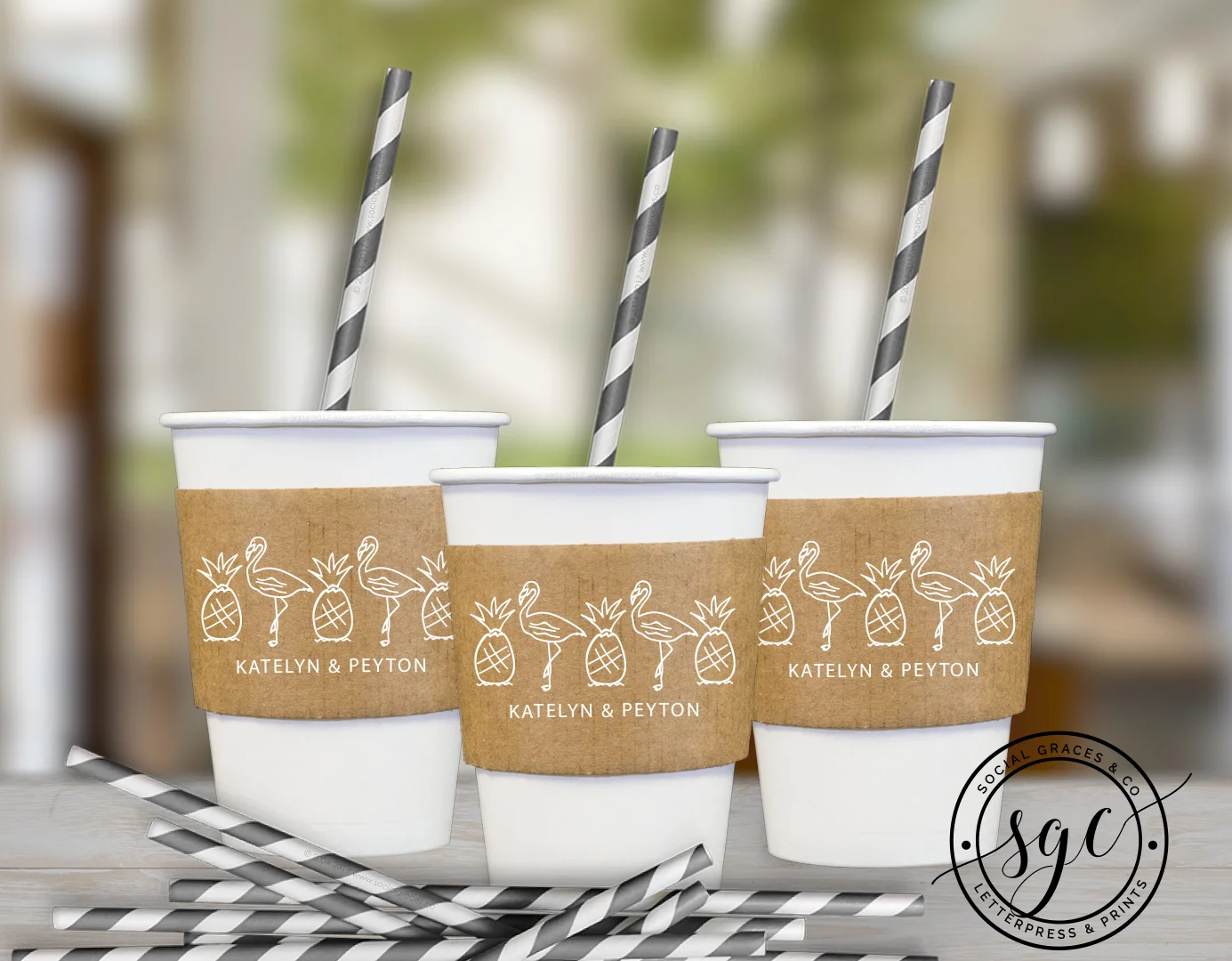 Cup Sleeves - Pineapple Flamingo