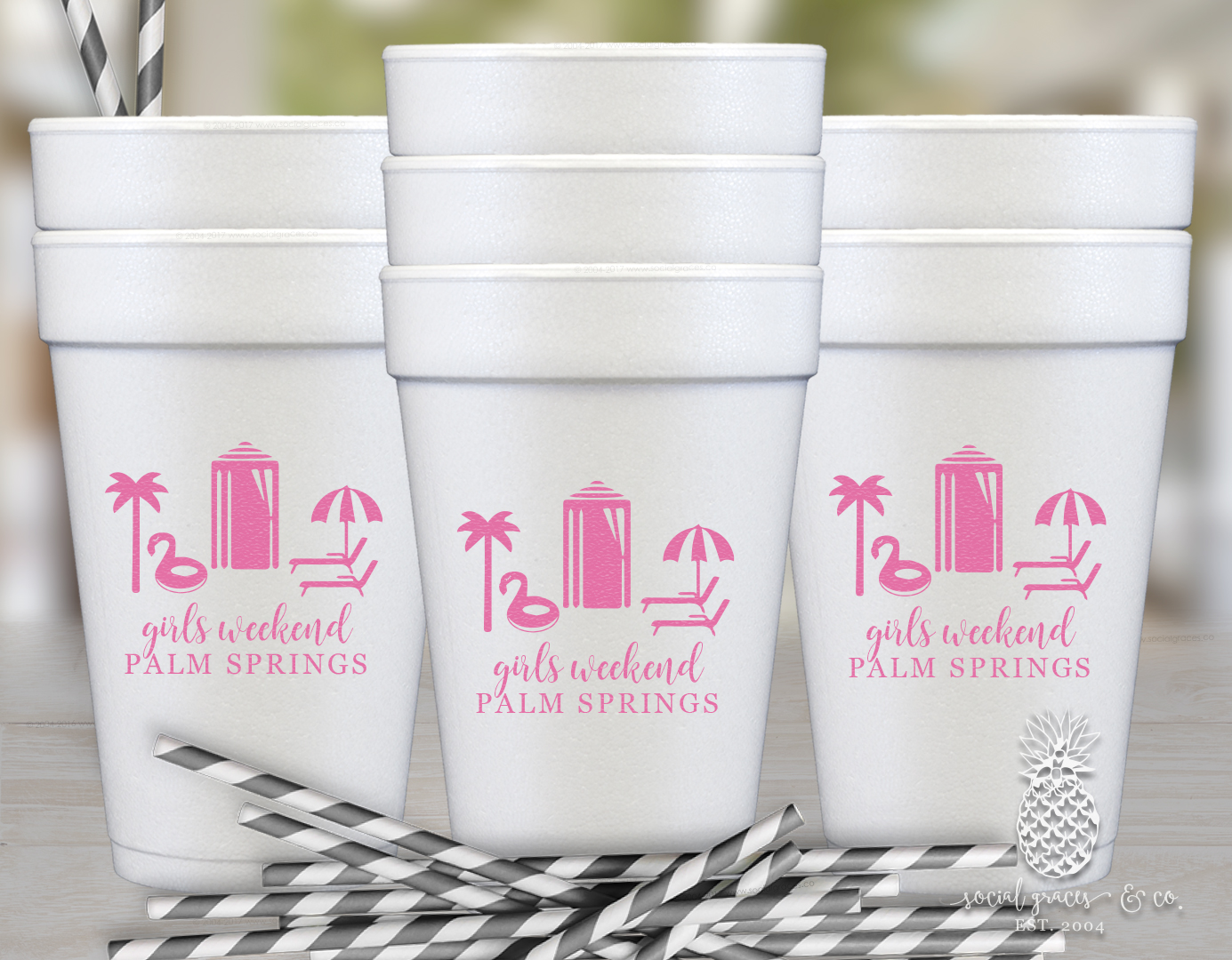 Styrofoam Cups - Flamingo Floatie Pool Party