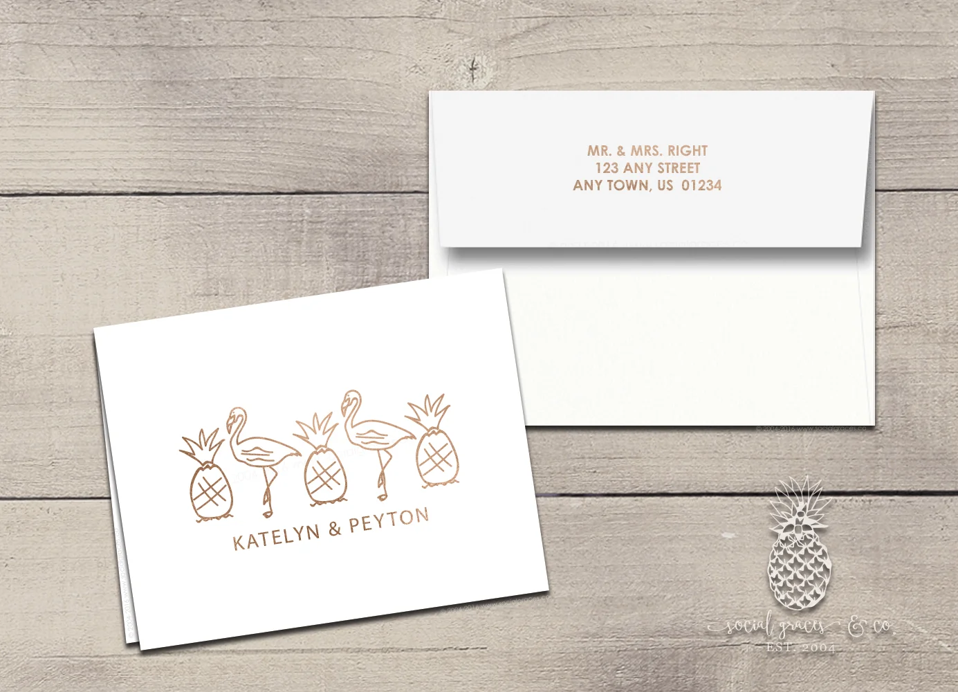 Pineapple Flamingo Thank You Cards