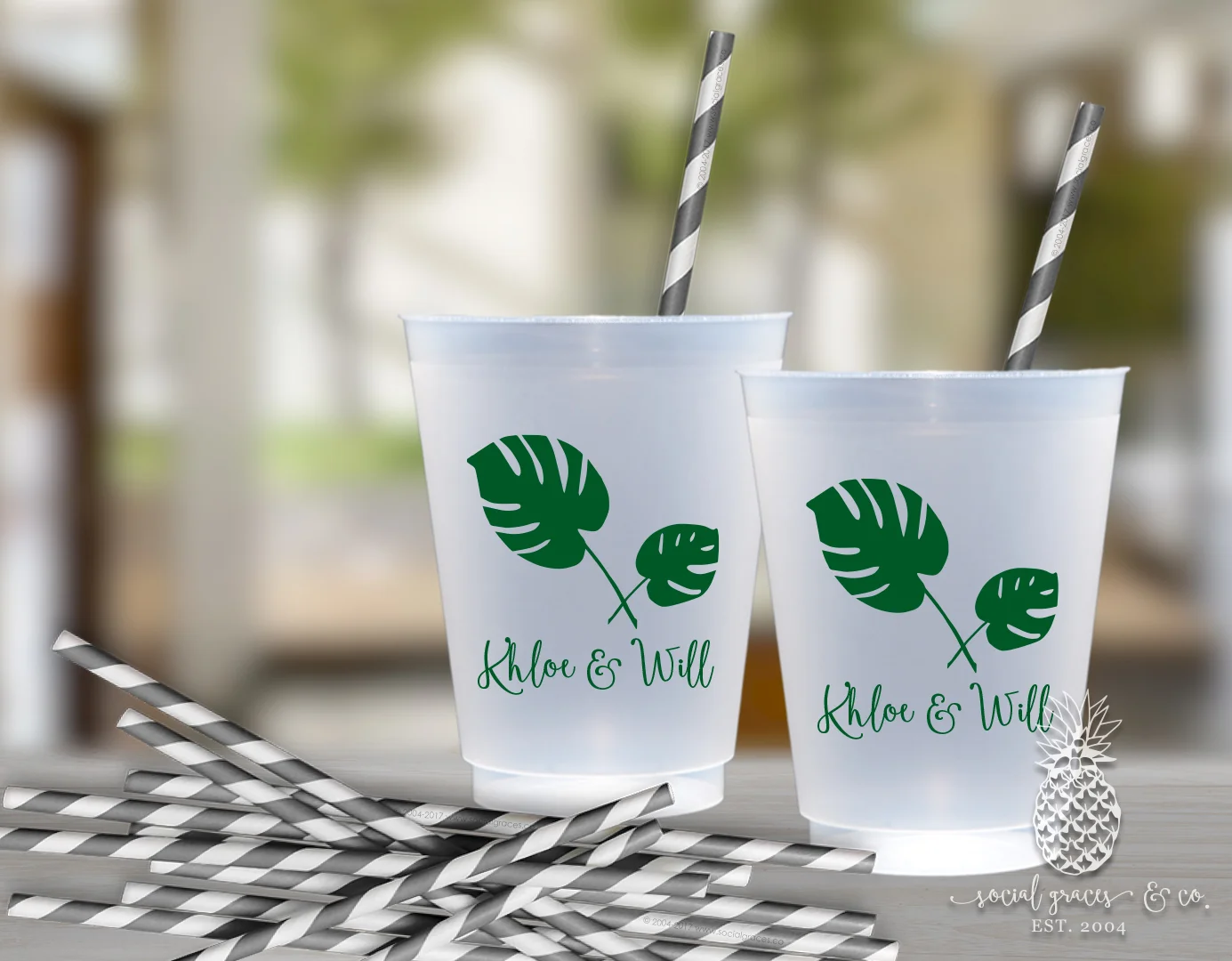 Tropical Palm Leaf Frosted Cups