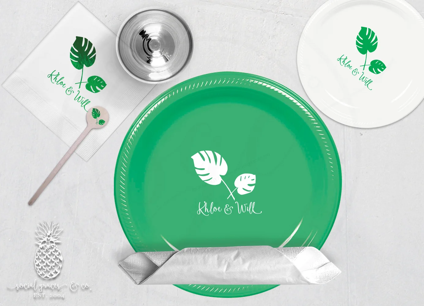 Tropical Palm Leaf Party Plates