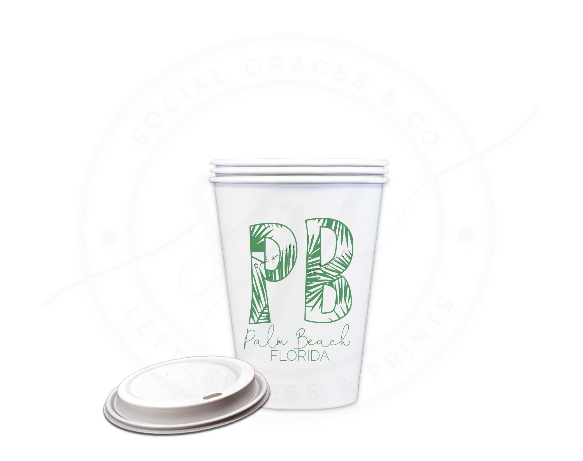 Palm Monogram Paper Cups
