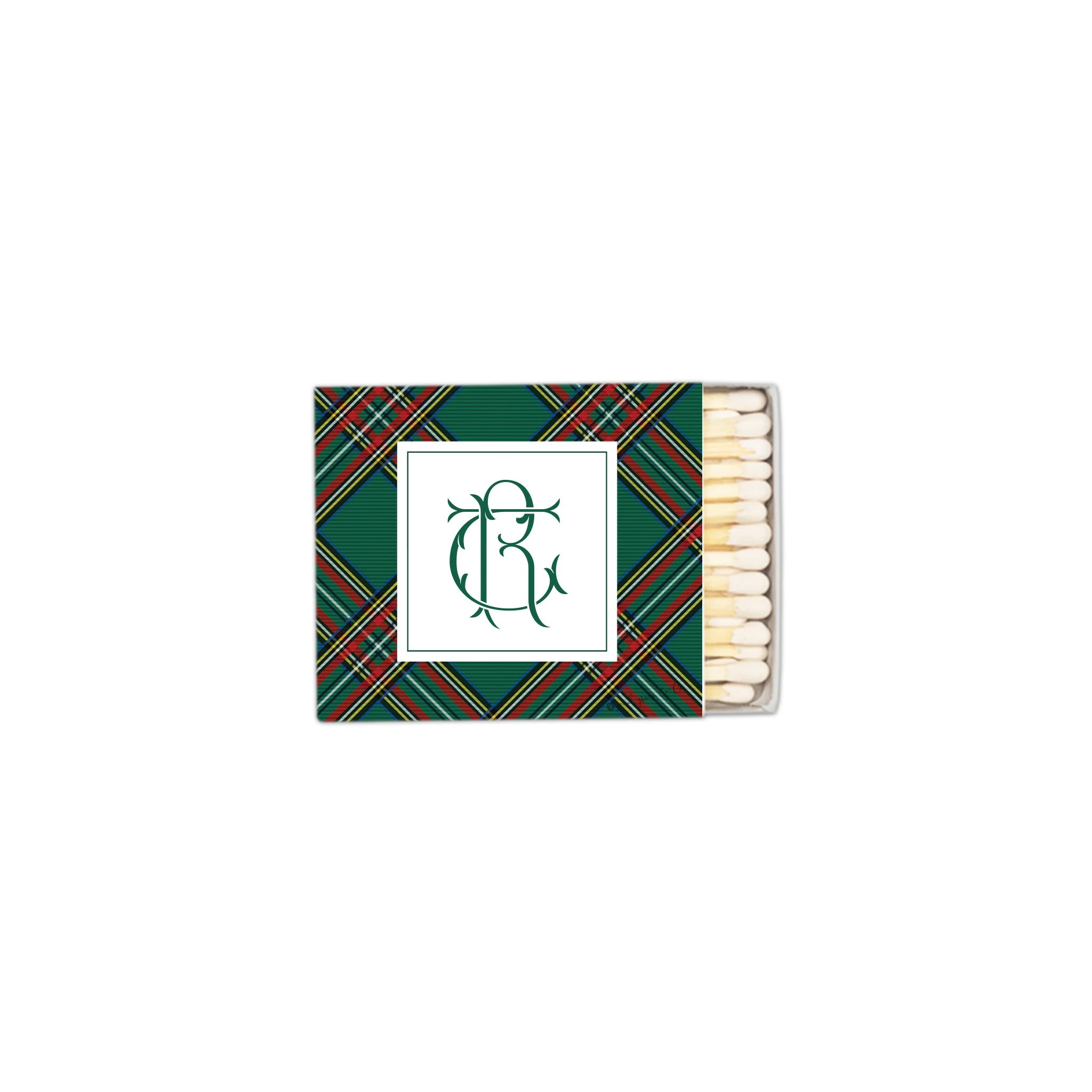 Green Plaid Monogram Matchboxes