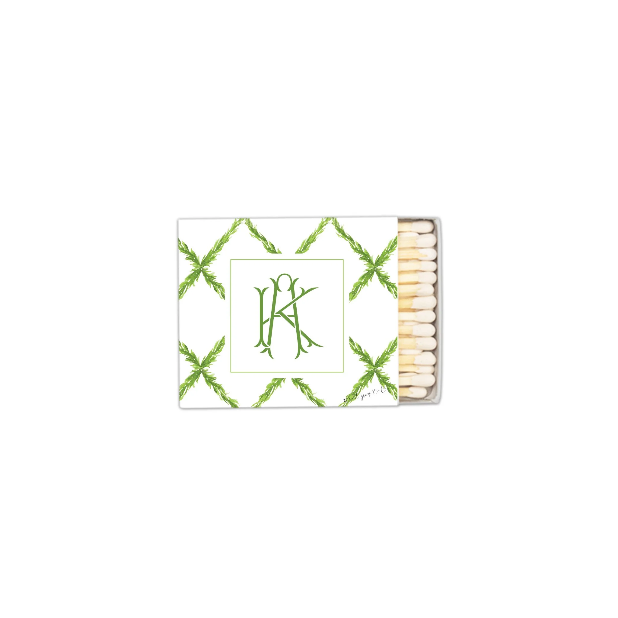 Trellis Greenery Monogram Matchboxes
