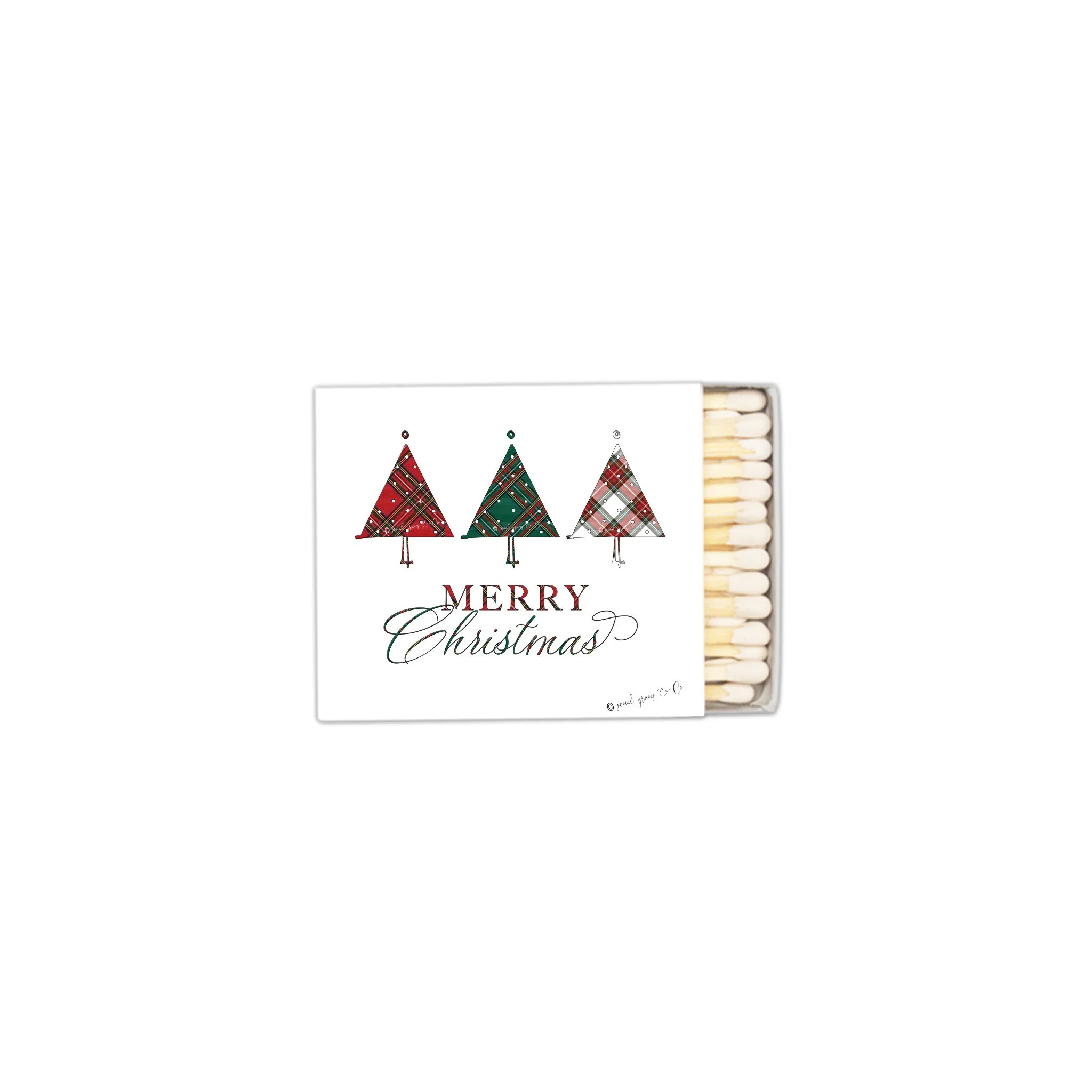 Christmas Tree Trio Plaid Matchboxes