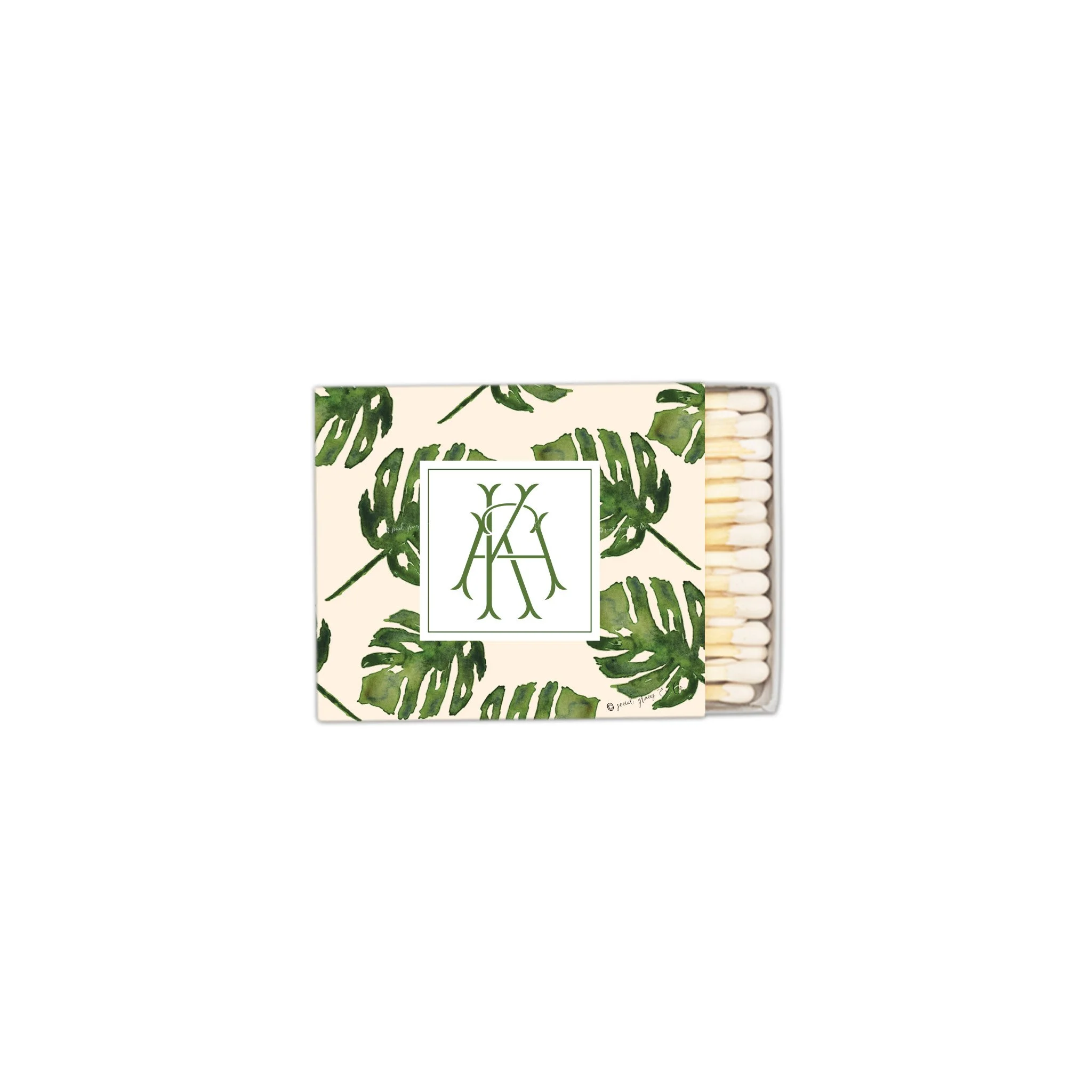 Monstera Palm Monogram Matchboxes