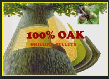 100% Oak: Great heat source with less smoke – for burgers, pizza, and baking