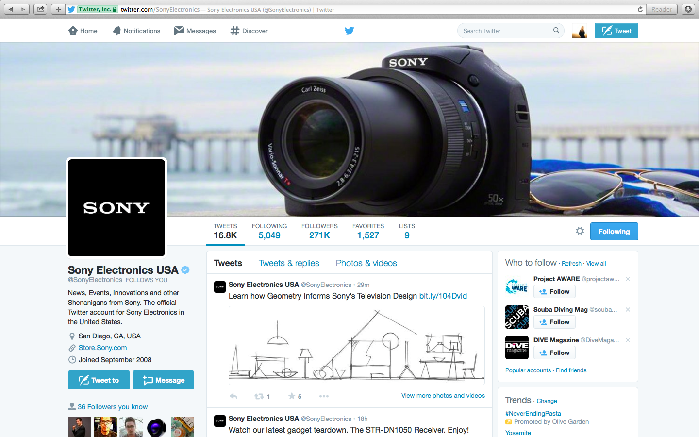 Sony Electronics Twitter
