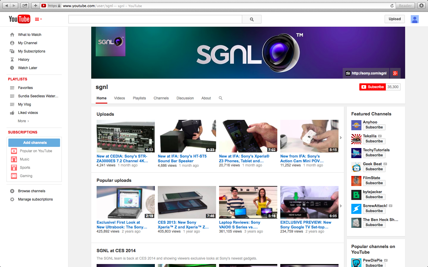 Sony SGNL YouTube