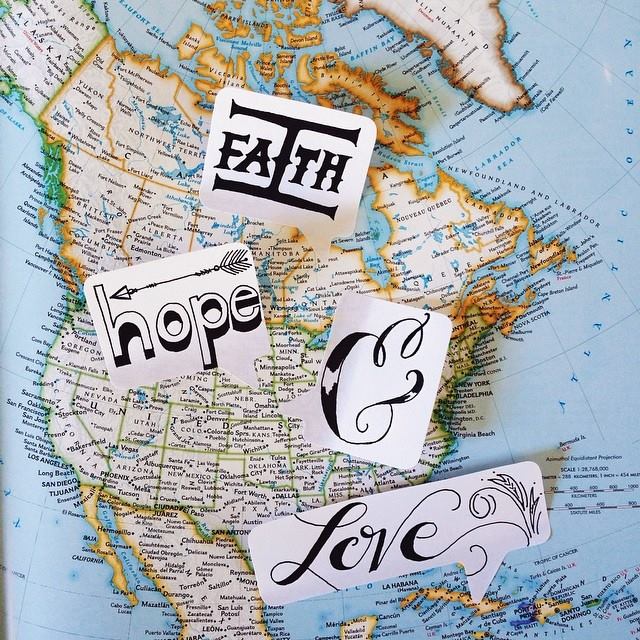 Alana Yarbrough hand lettering faith hope love
