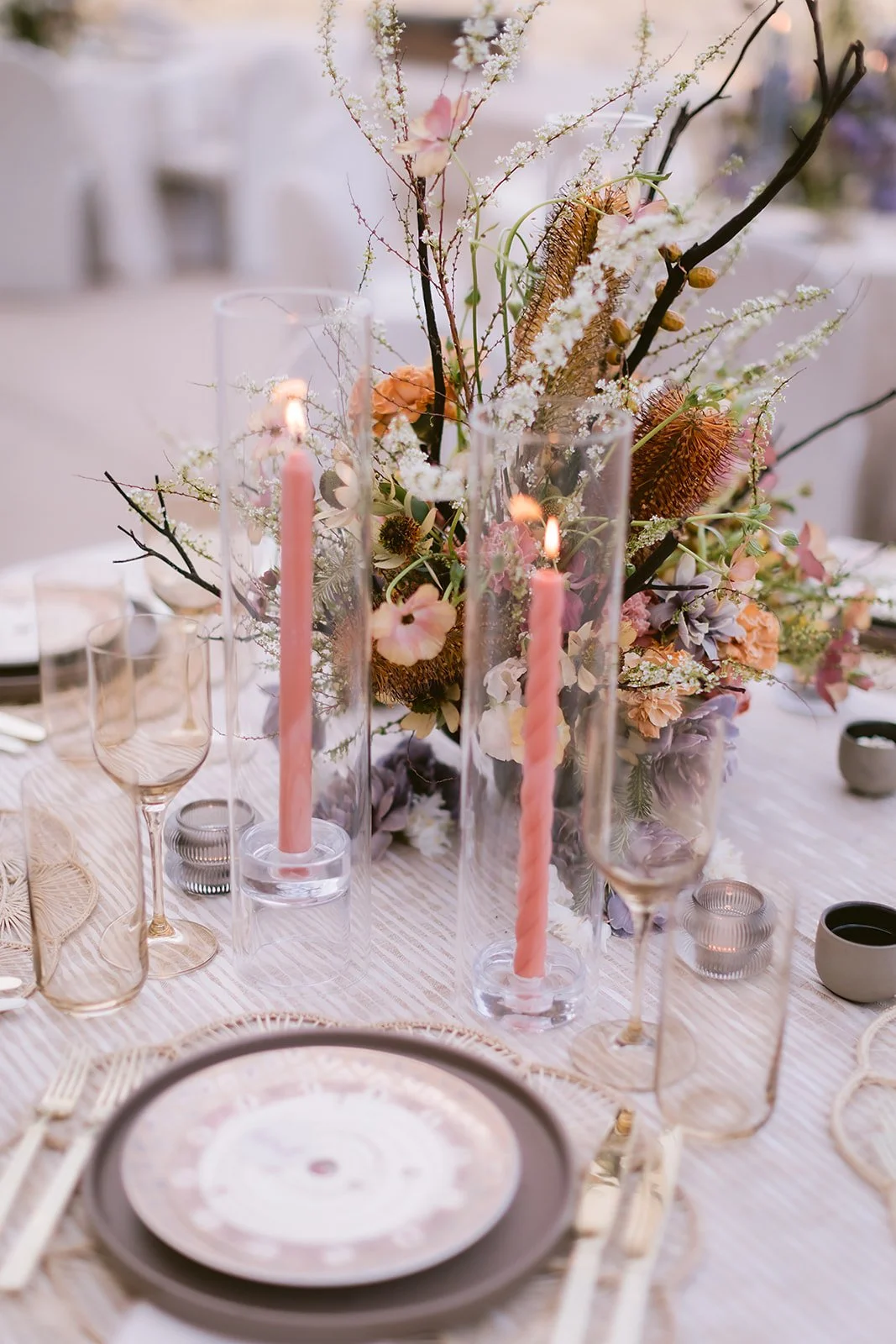 China, flatware, candles and florals at Amangiri