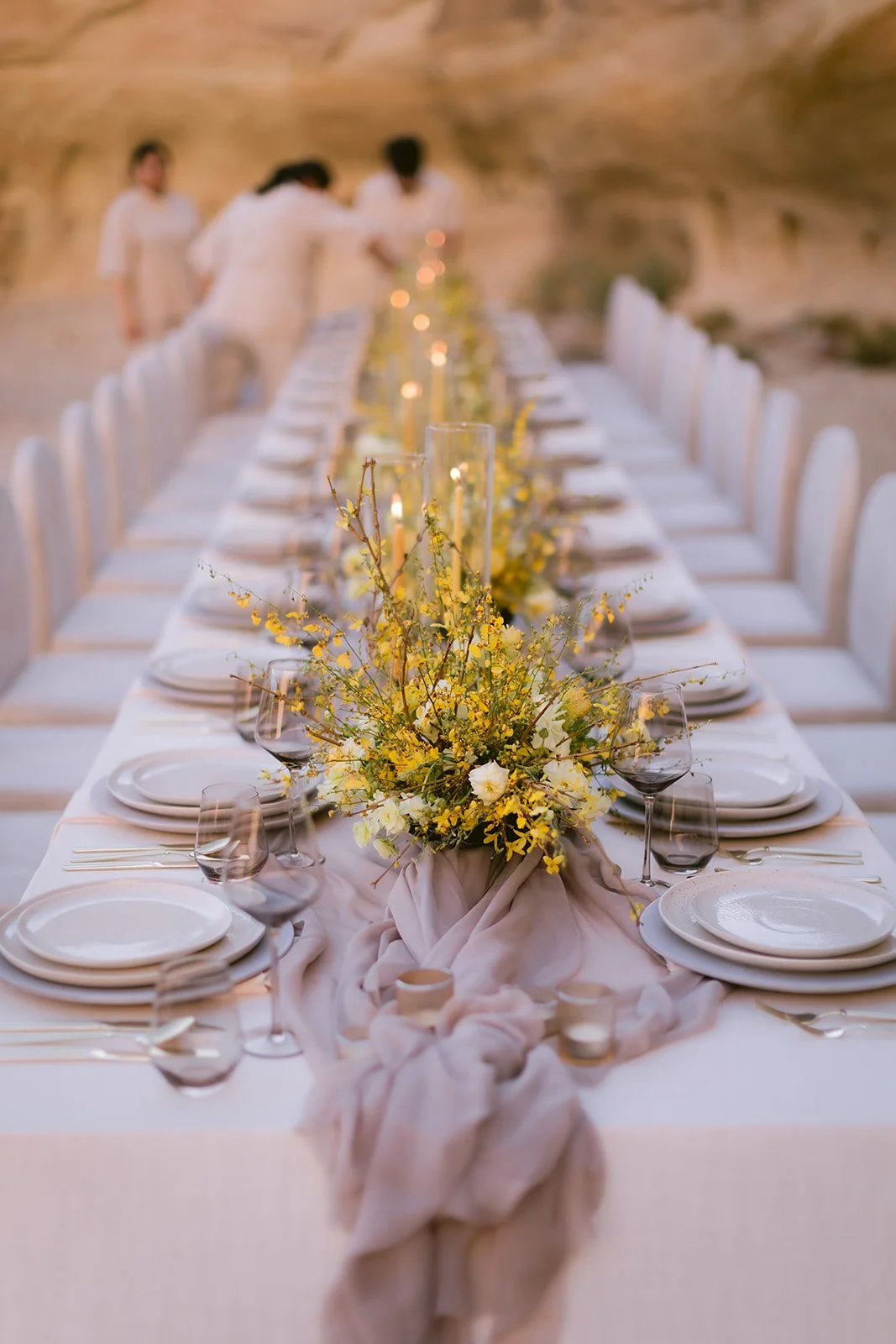 Reception Tablescape at Ravens Nest, Amangiri, Utah