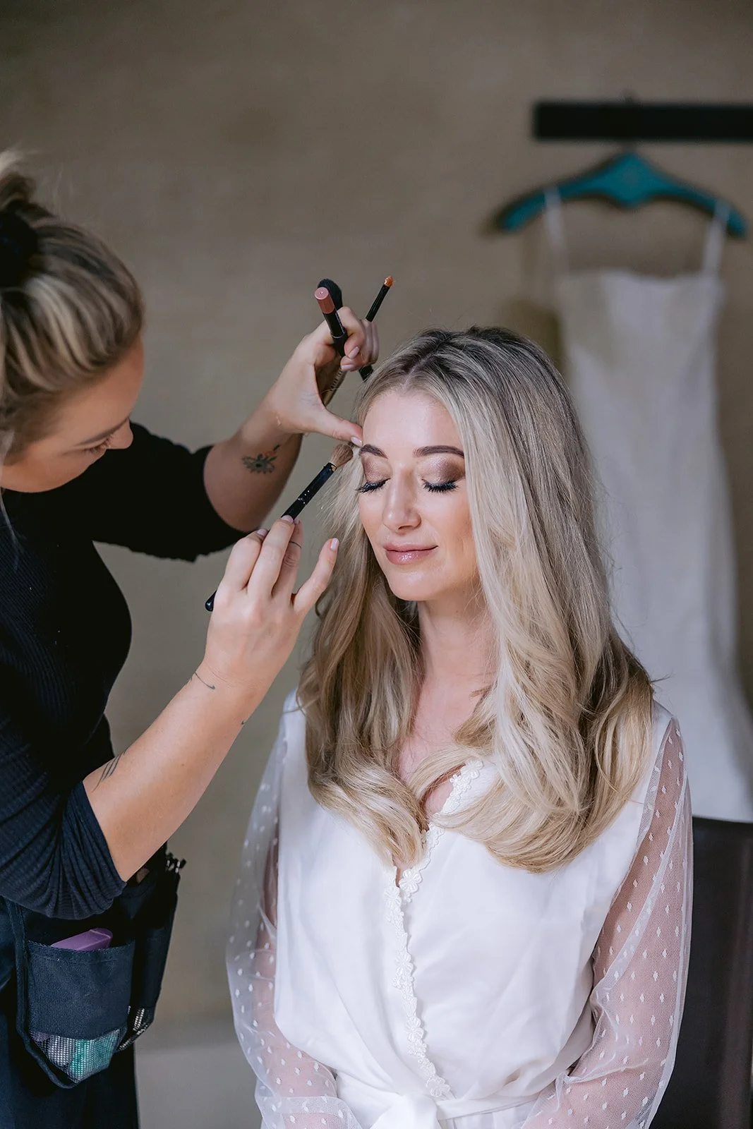 Bride Getting Ready Portrait with MUA