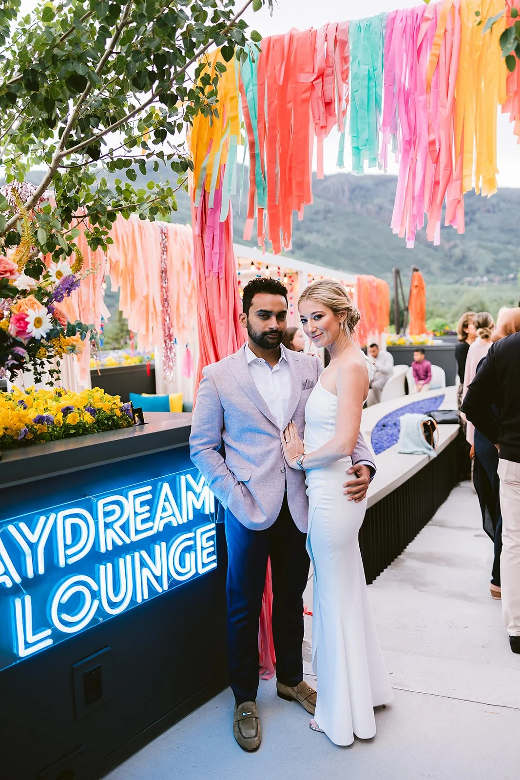 Bride and Groom at the WET Deck at W Aspen
