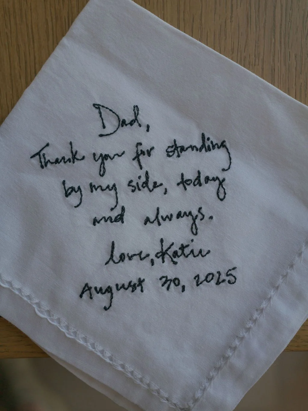Embroidered wedding handkerchief gift for the father of the bride