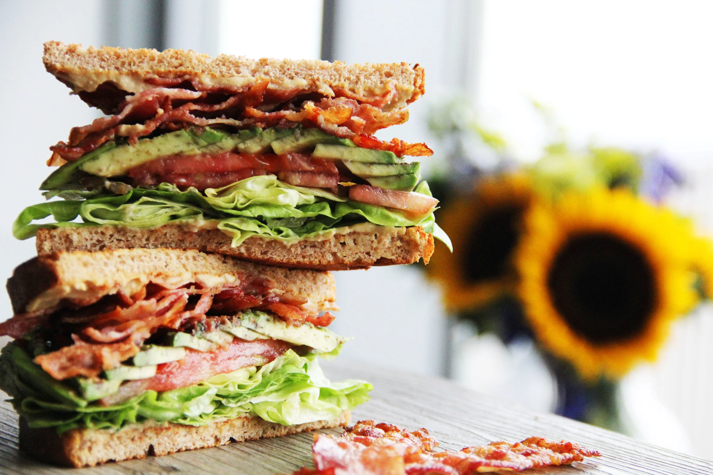 BLT with Roasted Garlic Hummus and Avocado
