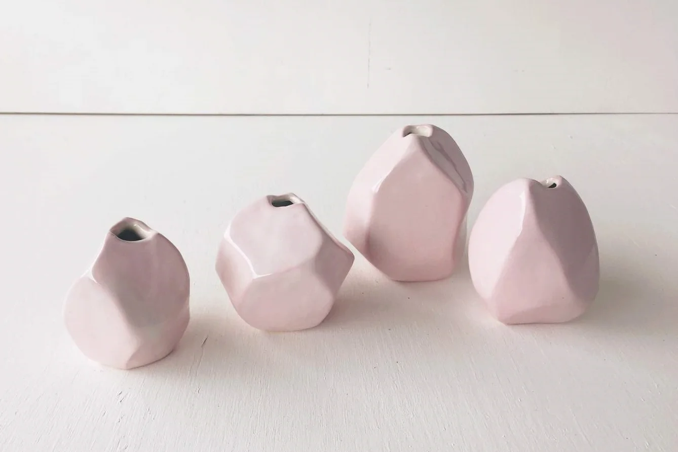 Ceramic Pink Gem Vases by Kristen Saksa Juen