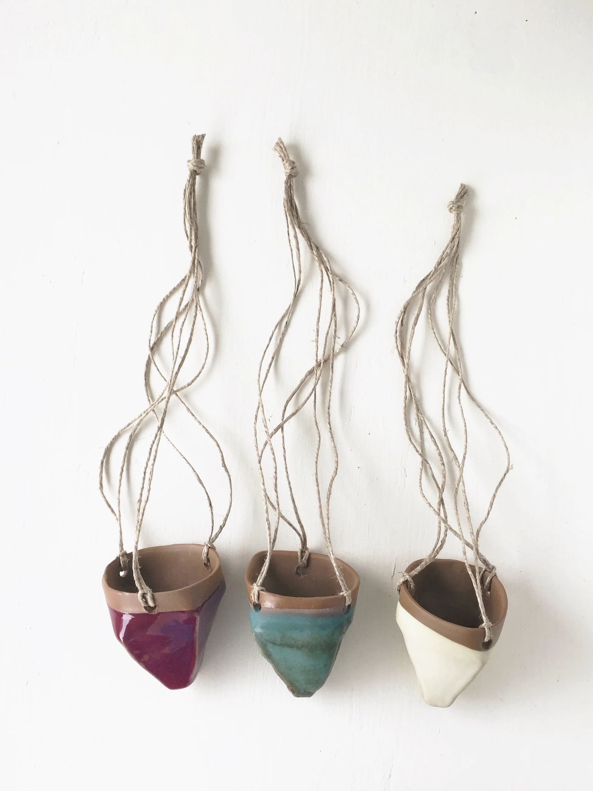 Ceramic Hanging Planters by Kristen Saksa Juen