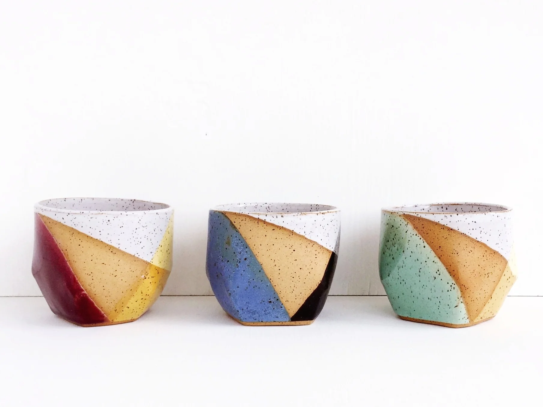  Ceramic geometric planters by Kristen Saksa Juen 