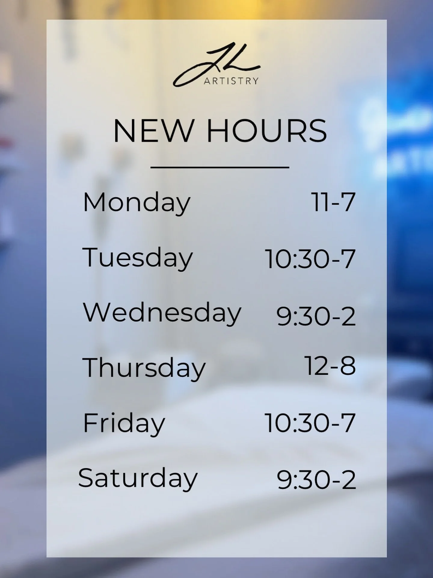 New hours to accommodate my new, part-time gig. 

Complicated? Not really. Hard to remember? Yes, totally.