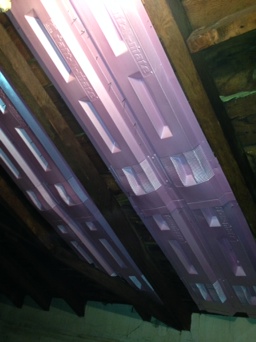 Here they are in the middle attic, a much smaller project than the big attic which required about 170 sheets and over 1,500 staples.