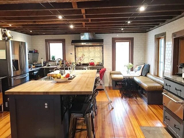 Before and after of the kitchen. I had a good view when I walked in today and snapped a photo then was inspired to go look at older photos to see progress. Then I looked for more photos when our friends helped and then I made a post at midnight. Way 