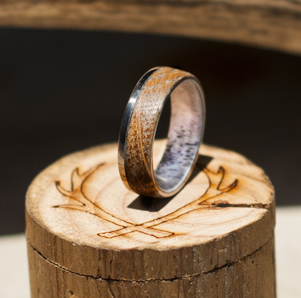 Wedding ring made from a whiskey barrel