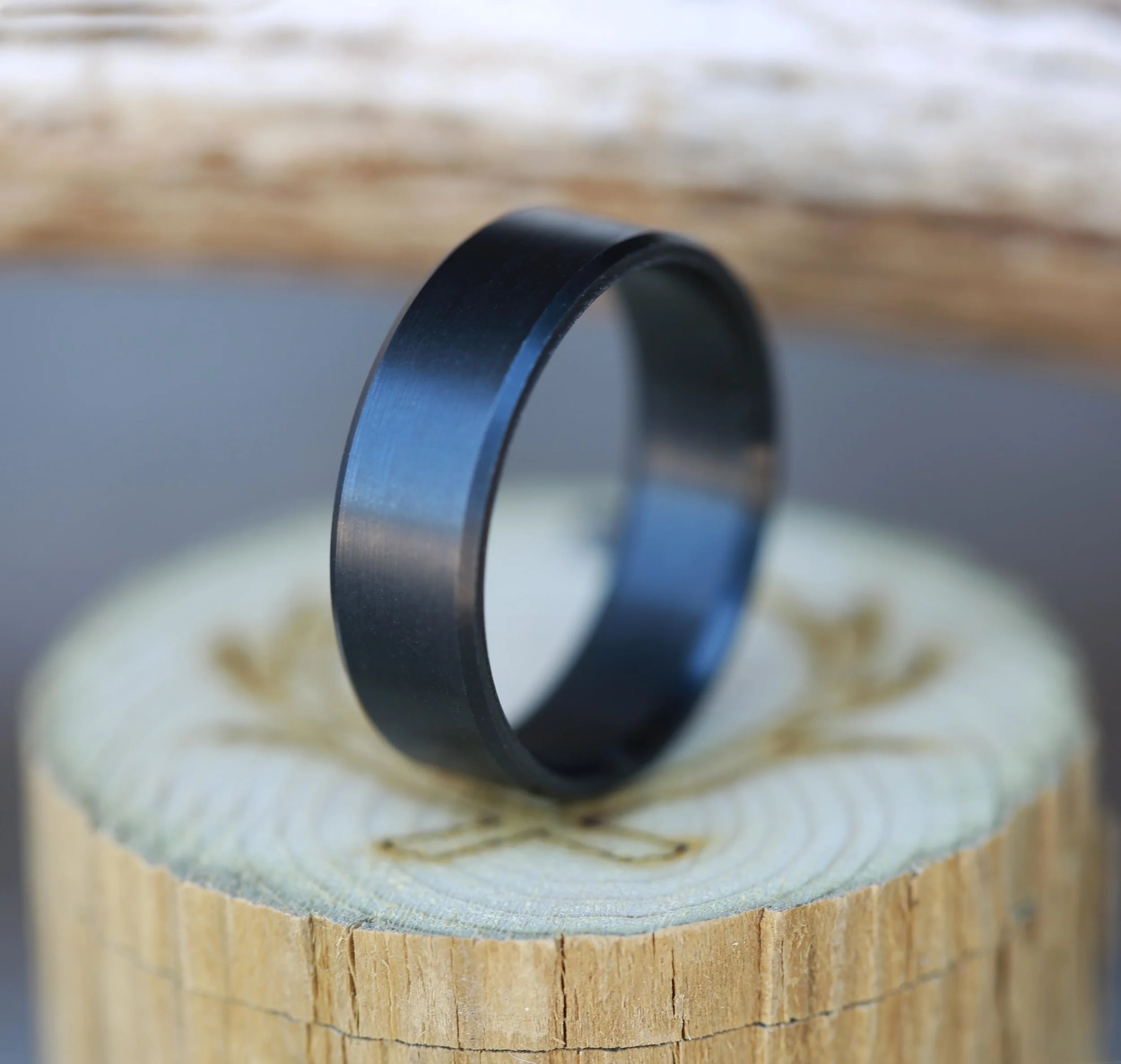 Men's Black Zirconium Band. Handcrafted by Staghead Designs.