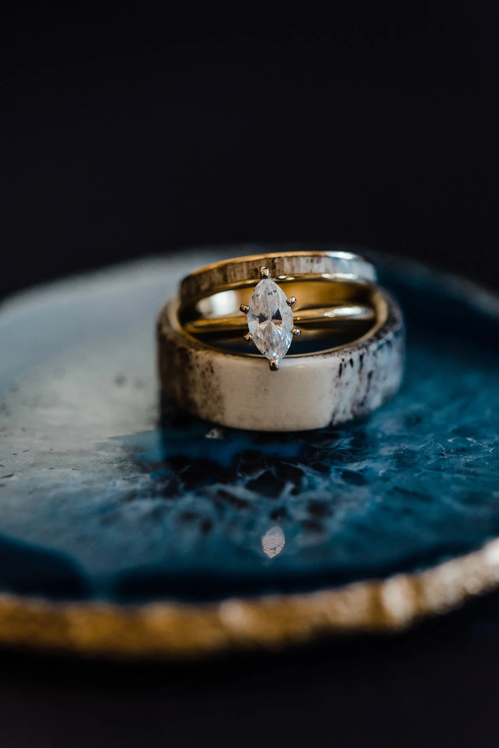 Copy of Single Antler Overlay Wedding Band for Men by Staghead Designs. Photo by Randy and Ashley Studios.