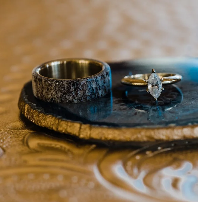 Copy of Men's Unique Antler Wedding Band by Staghead Designs. Photo by Randy and Ashley Studios.