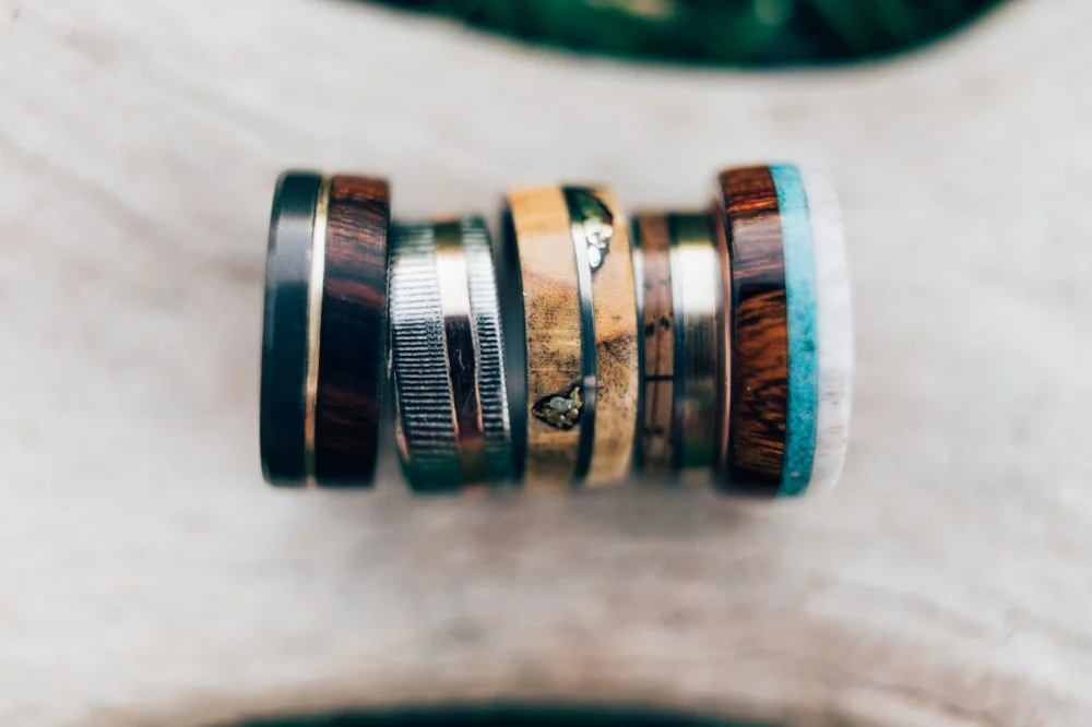 Copy of Custom & Unique Wedding Band Handcrafted by Staghead Designs. Photo by Jacki M Photography.