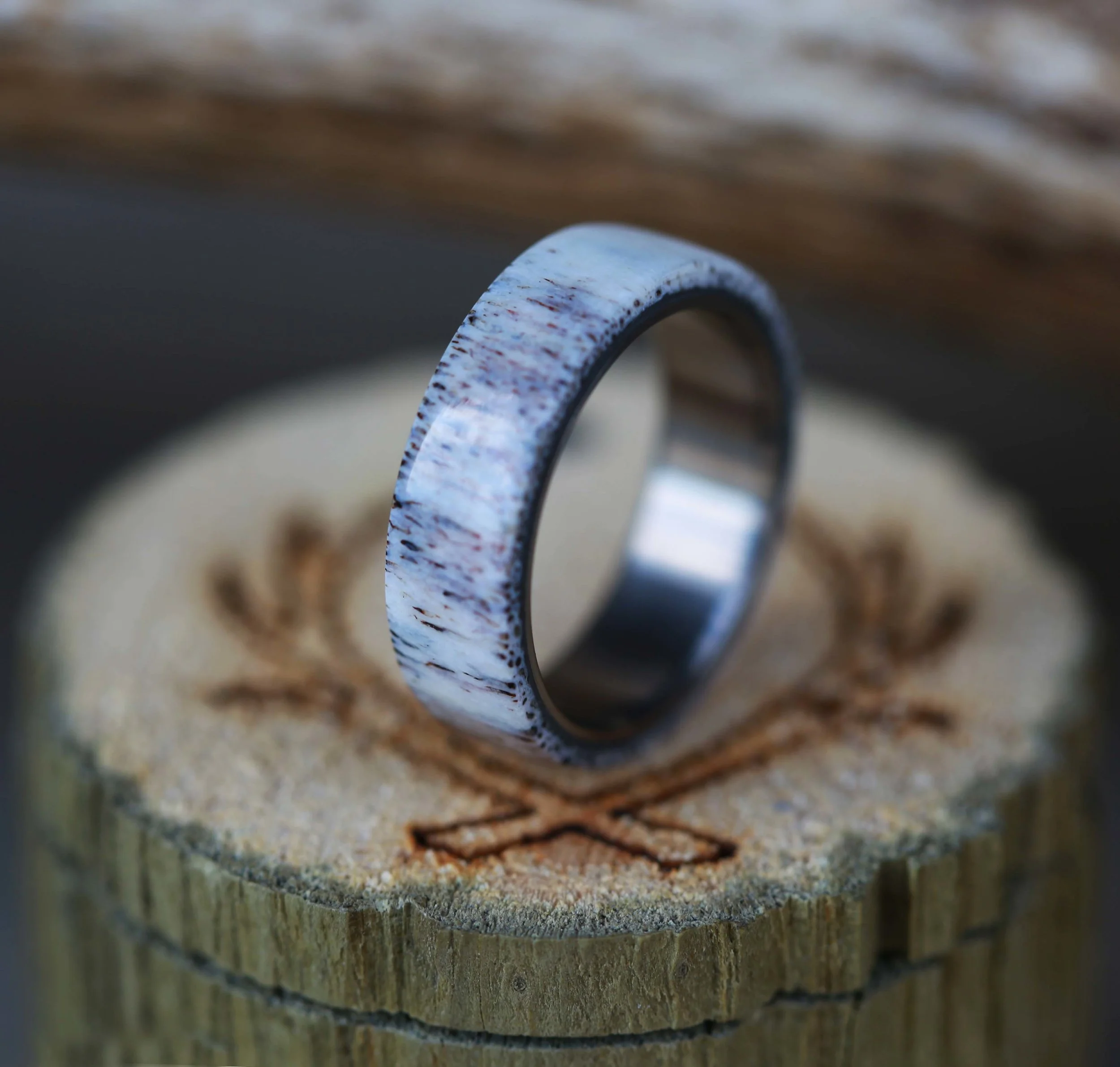 Antler Wedding Band for Men by Staghead Designs.