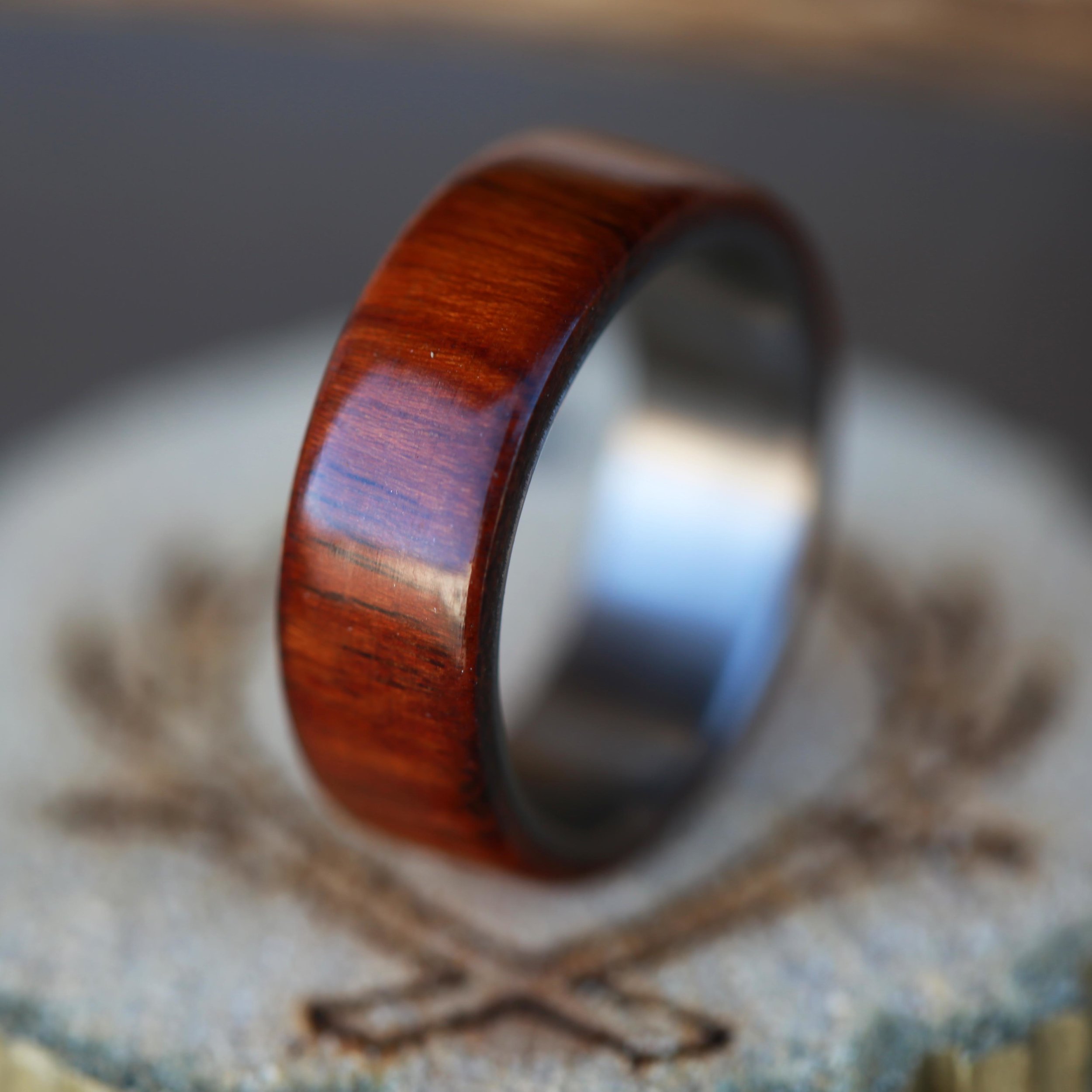 Wood & Titanium Wedding Band by Staghead Designs.