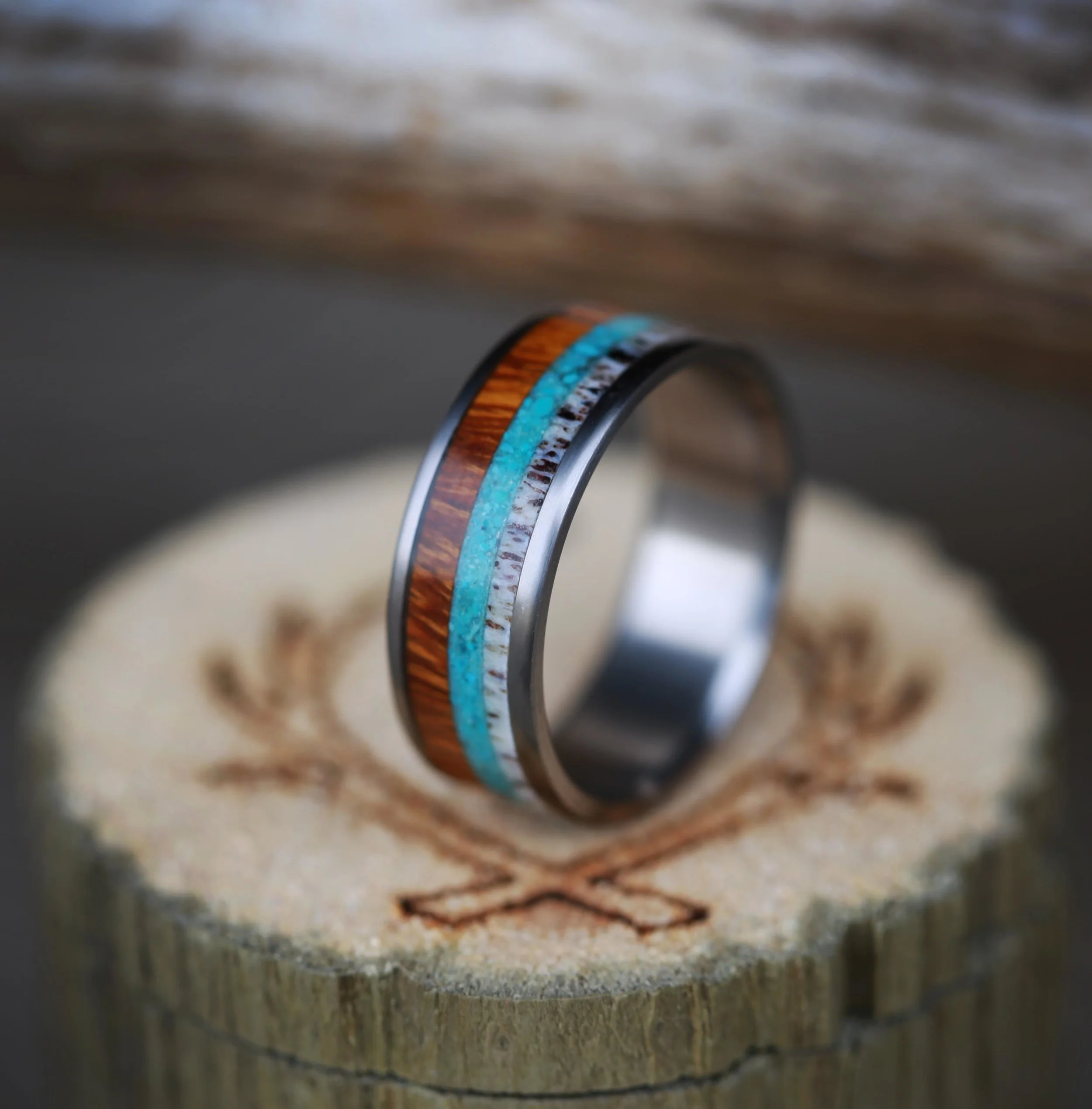 "BANNER" IN SINGLE CHANNEL WITH ANTLER, IRONWOOD & TURQUOISE MEN'S