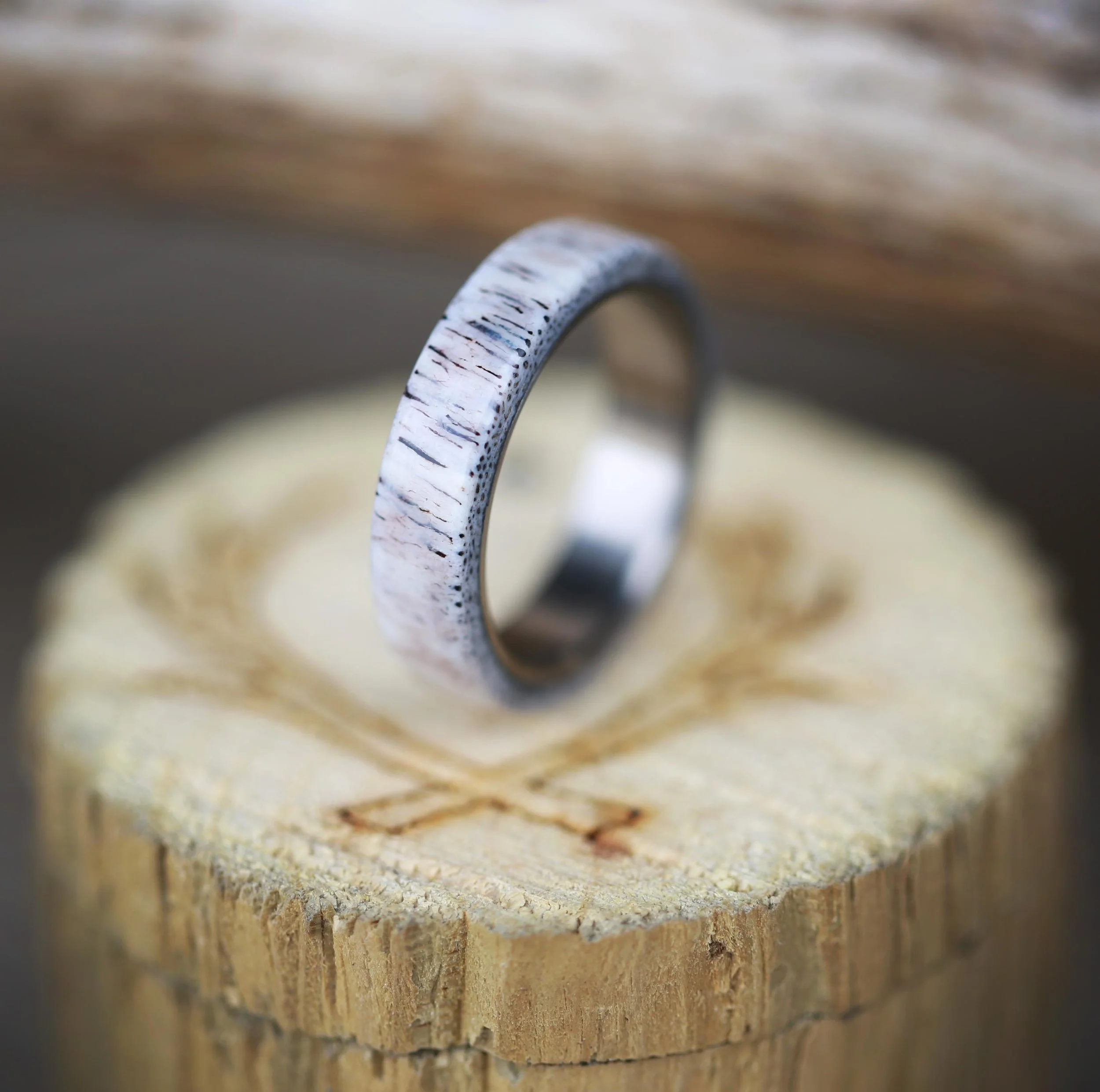 Antler Overlay Wedding Band by Staghead Designs.