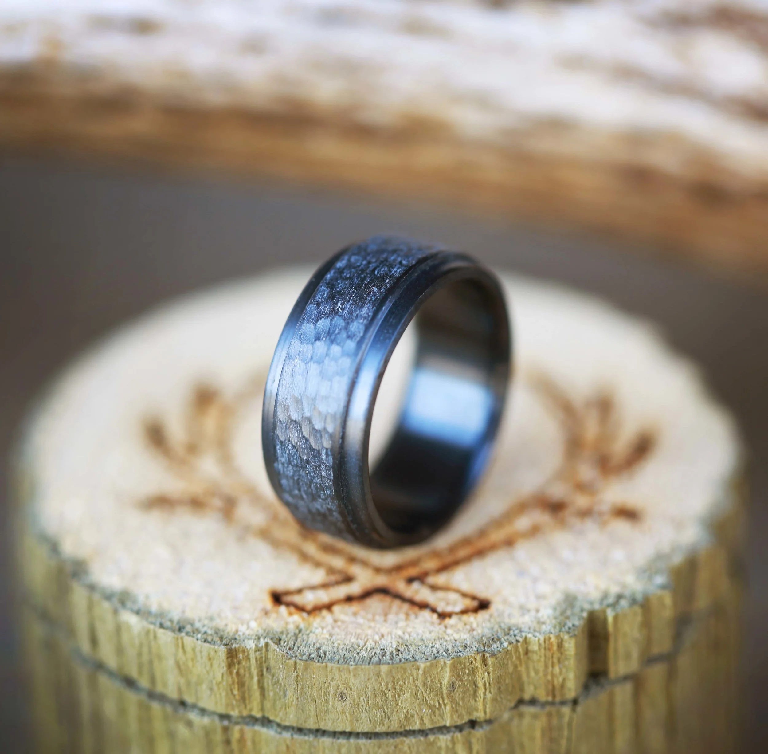 Unique Black Wedding Band for Men. Handcrafted by Staghead Designs.